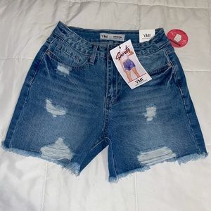 High rise denim shorts